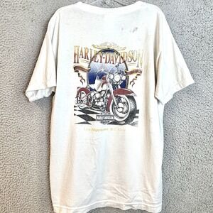 Vtg Harley Davidson Biker T-Shirt XL Algodenes, Mexico Double Sided Worn Wear